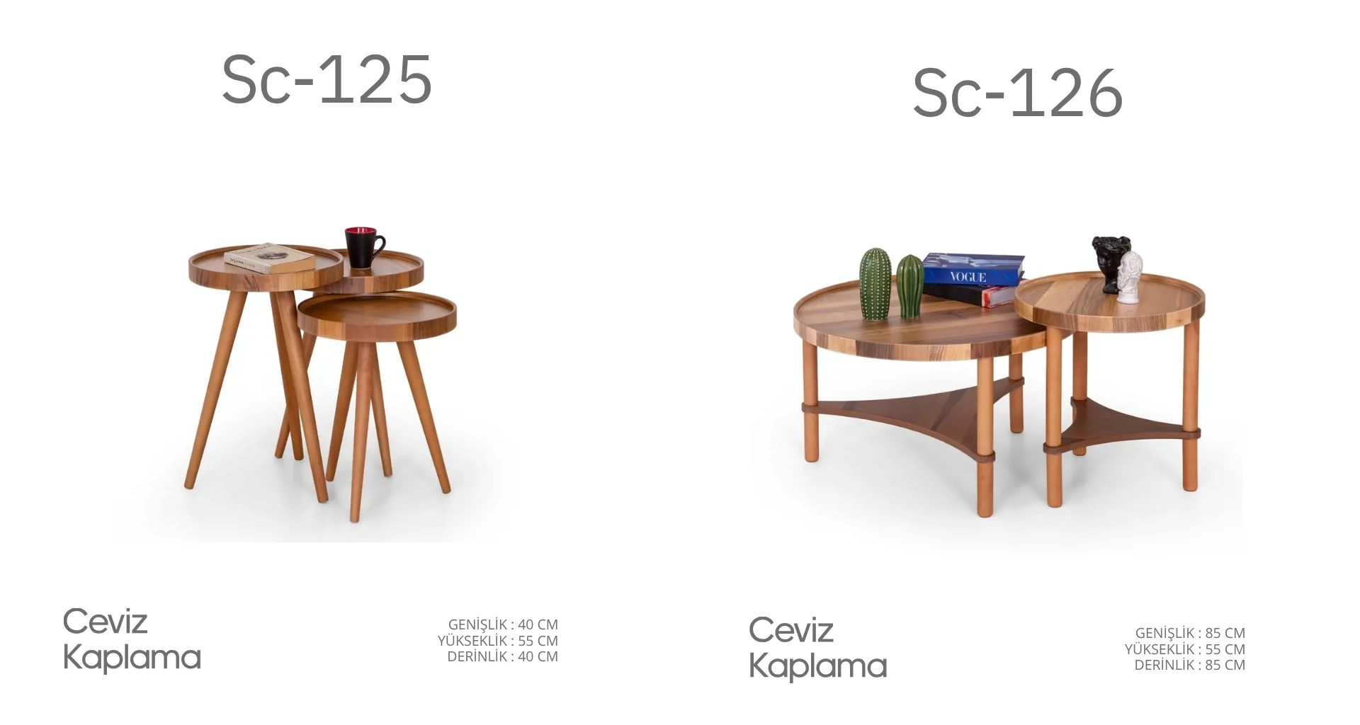Sc-125 ve Sc-126 Ceviz Kaplama Sehpa