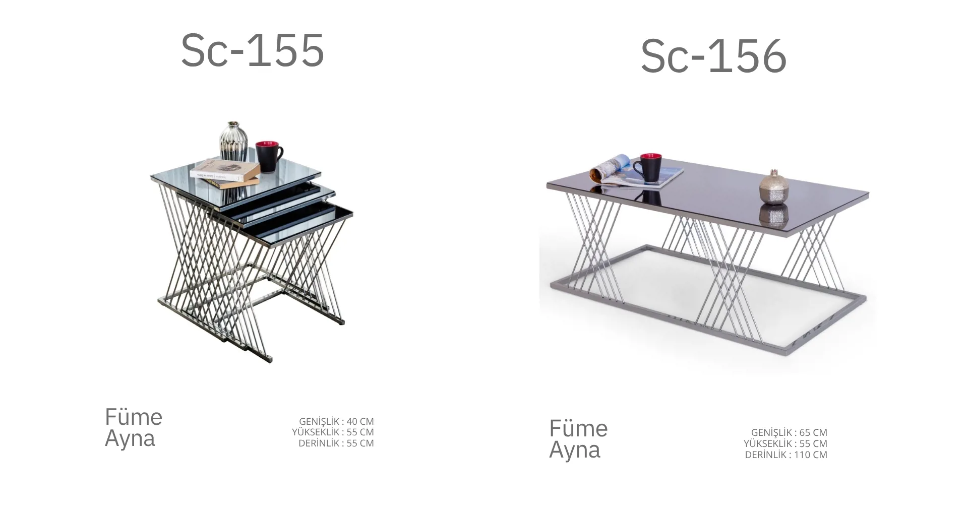 Sc-155 ve Sc-156 Füme Ayna Sehpa