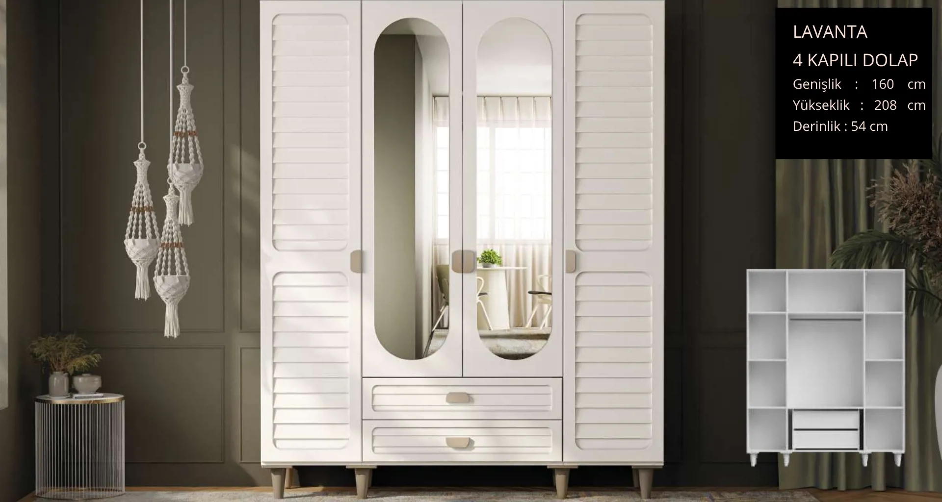 Lavanta 4 Kapaklı Gardrop
