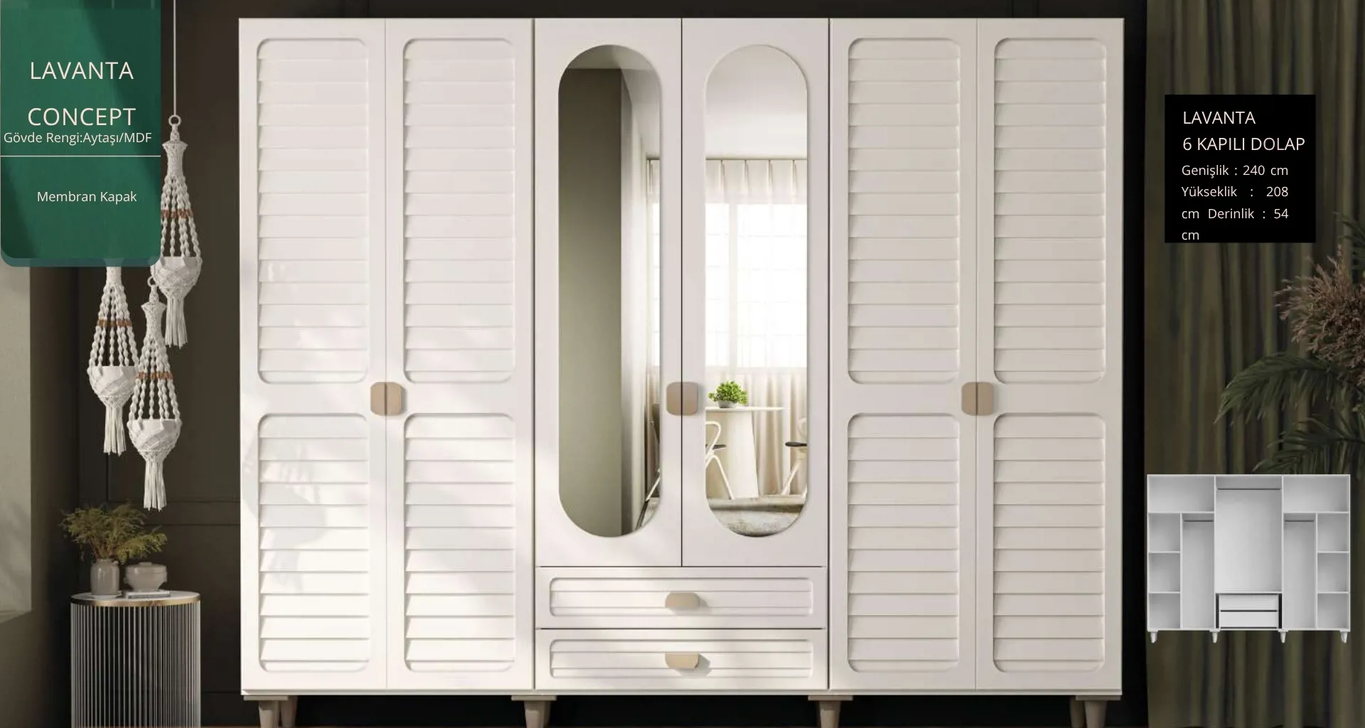 Lavanta 6 Kapaklı Gardrop