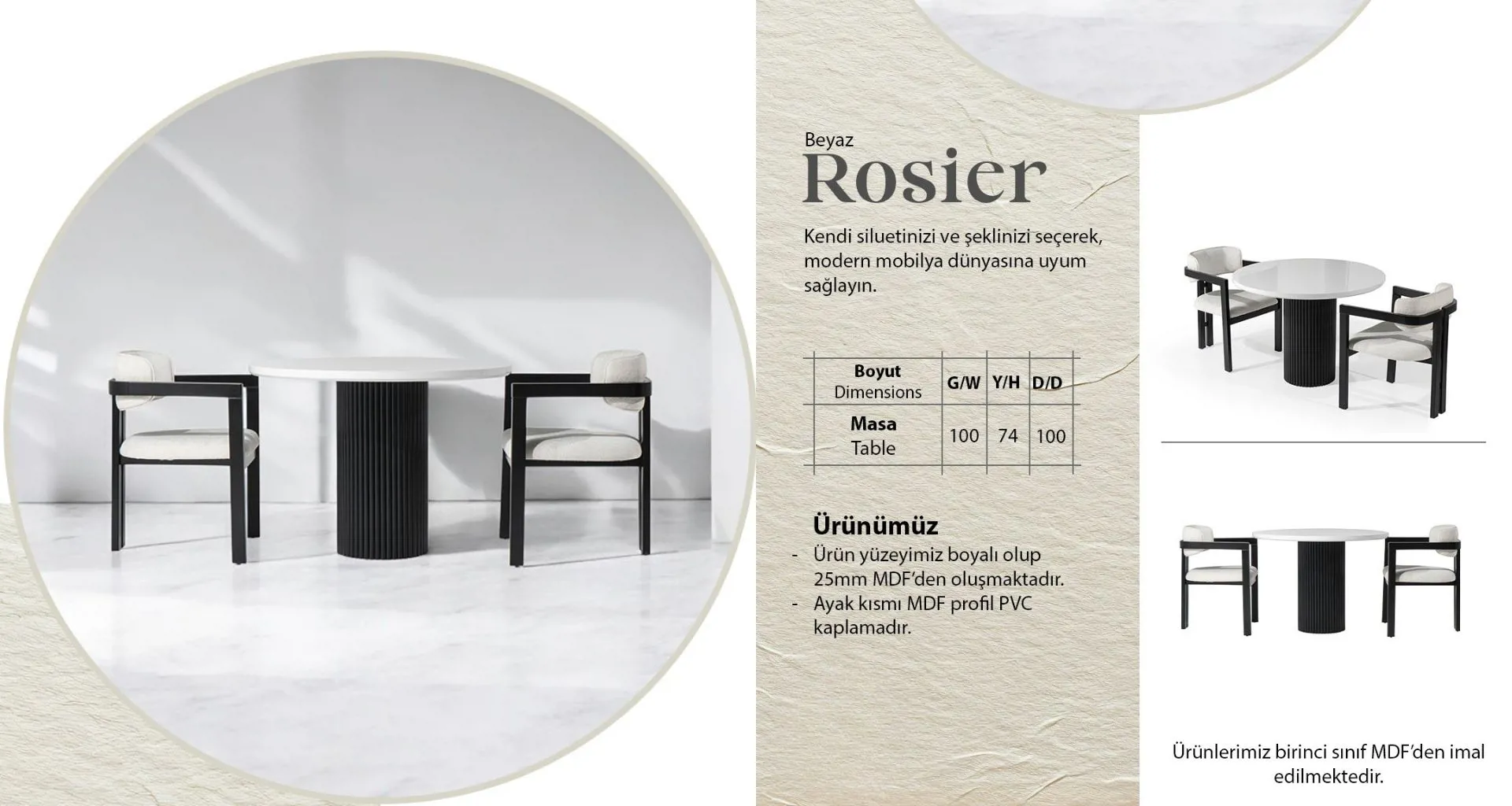 Beyaz Rosier Masa
