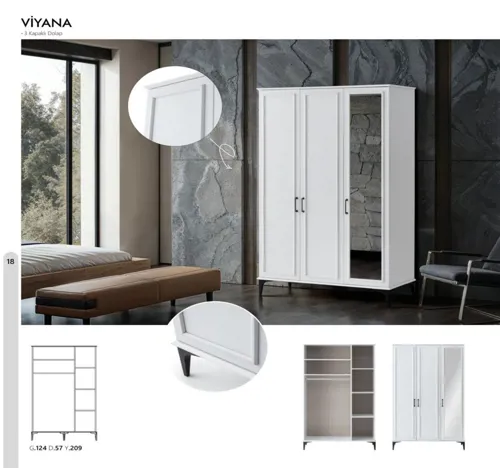 Viyana 3 Kapaklı Gardrop