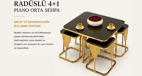 Radüslü 4+1 Piyano Orta Sehpa