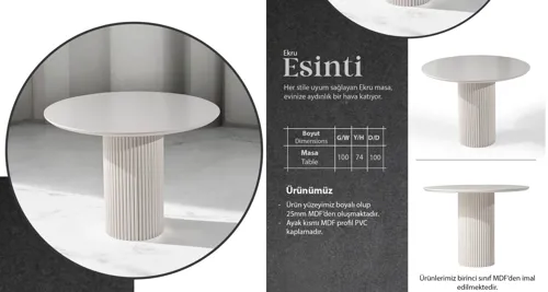 Ekru Esinti Masa