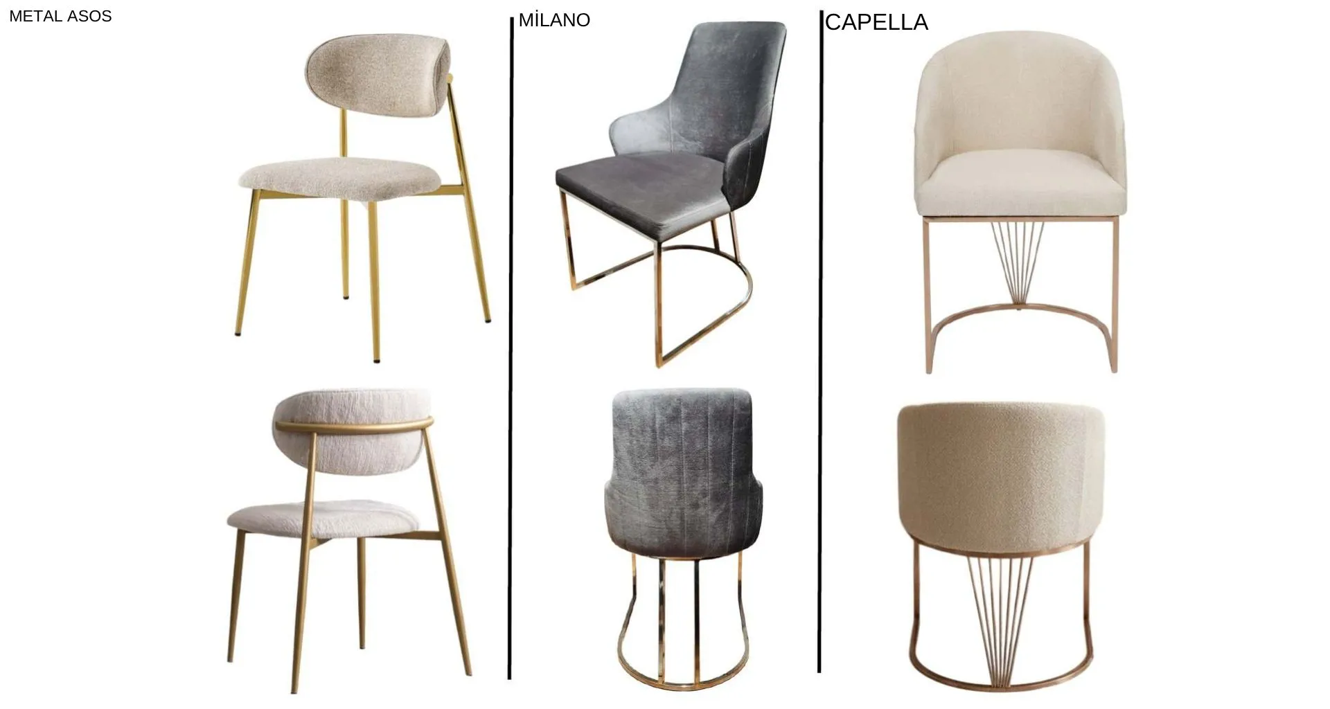 Asos , Milano ve Capella Metal Sandalye